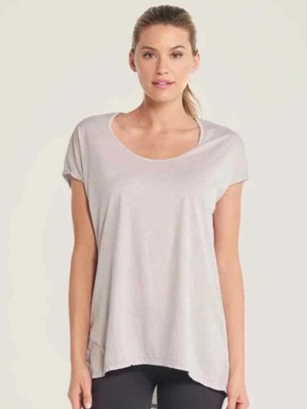 Barefoot Dreams Malibu Collection Scoop Neck Tunic Tee Shirt Short Sleeve Gray L